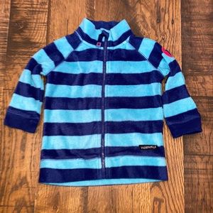 VillerValla turquoise/blue stripe zippered fleece jacket | 18m